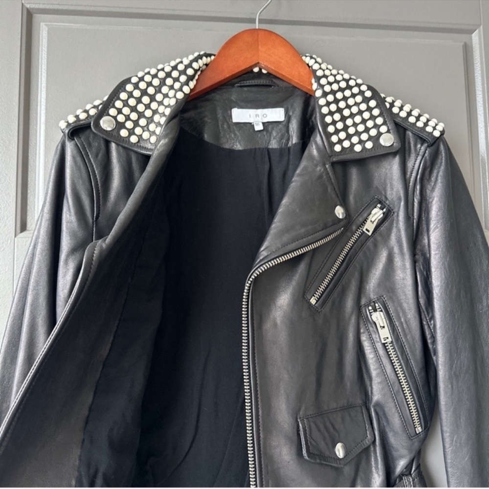 IRO Noreta studded black leather jacket size 36 us 4 - Picture 10 of 10